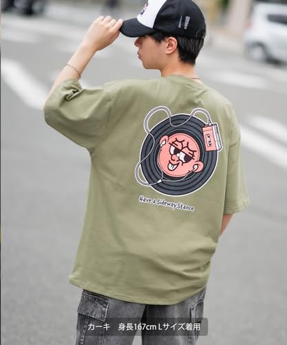 IMPROMES Casual SIDEWAYSTANCE Short Sleeve Record Print T-Shirt, Men's, White