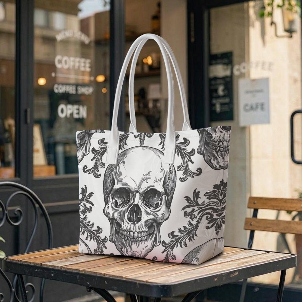 Gothic Skull Pattern Tote Bag Casual All-match Daily Top-handle Bag