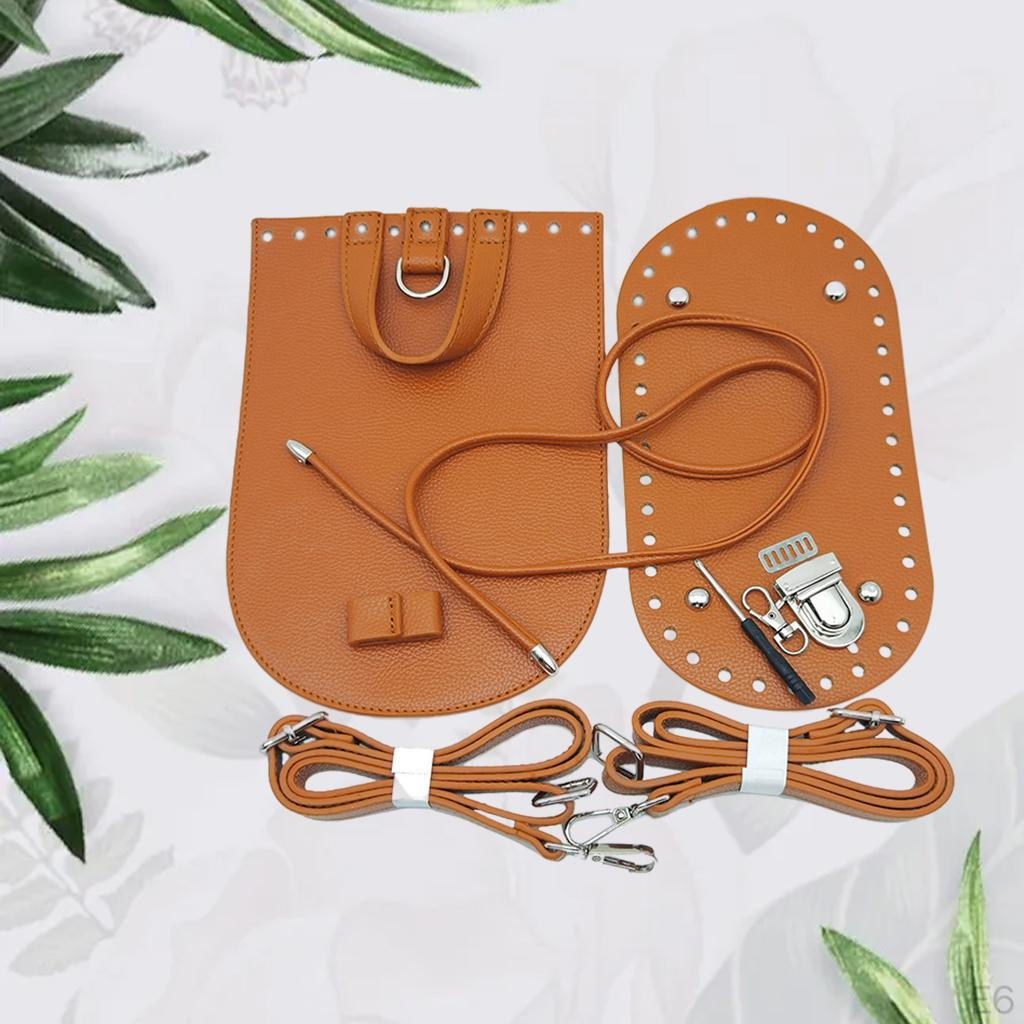 7 Pieces / Set DIY PU Leather Bag Knitting Set, Bottom Shoulder Strap Flap Cover
