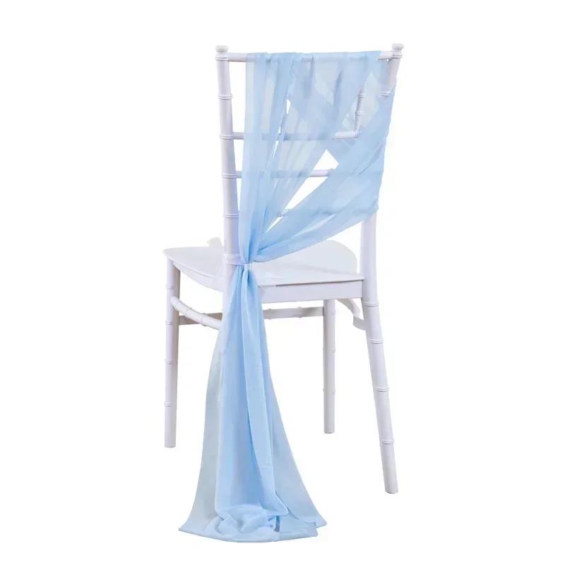 10/50 ks 17x250cm Šifonové mašle na židle Svatba Židle Baby Shower Potahy Stuha Svatba Párty Banket Akce Ulička Židle Dekorace