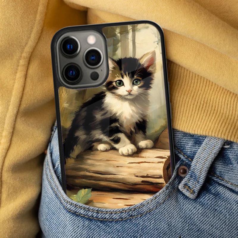 Cute Cat Painting Soft Phone Case for iPhone 17 Air 16e Pro max 15 Pro 13 14 Plus 11 12 MagSafe Magnetic Coque