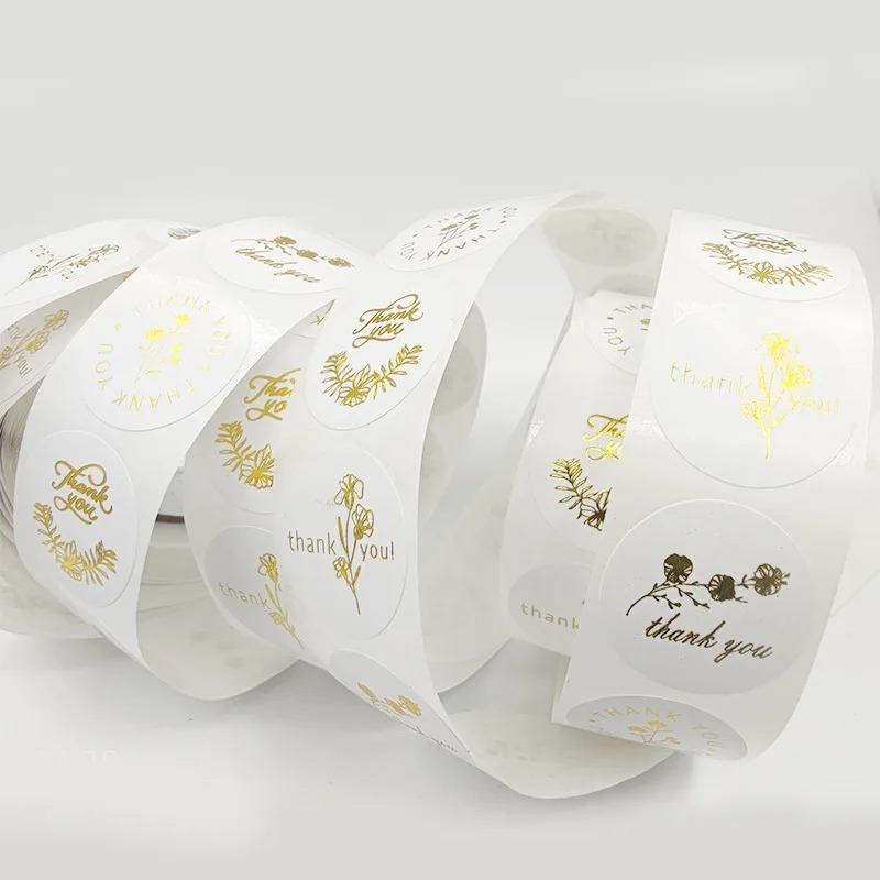 500 Aufkleber/Rolle Goldfolie Dankeschön-Aufkleber Geschenkkartenboxen Partyverpackungsdekoration Backwarenverpackung