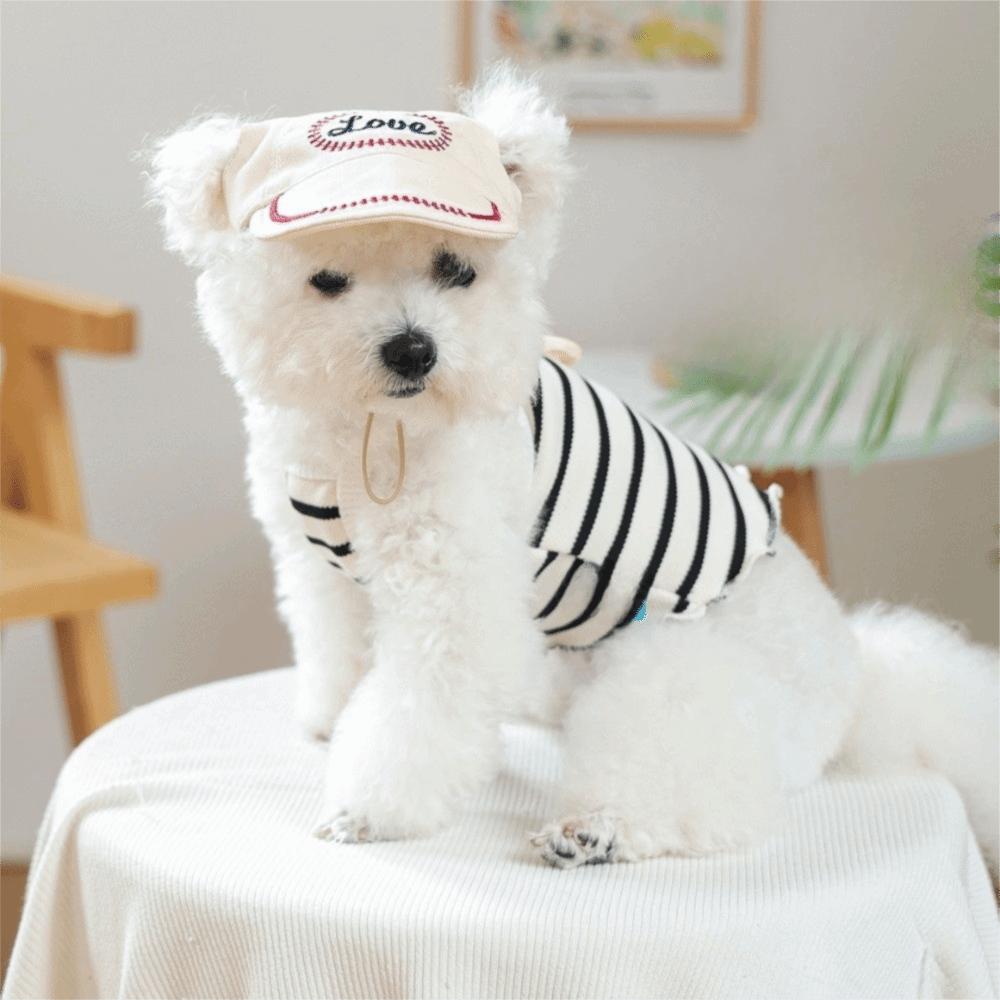 Cute Letter Embroidery Dog Sun Hat with Ear Holes Adjustable Strap Beach Visor Hat Puppy Sunbonnet Daily Photography