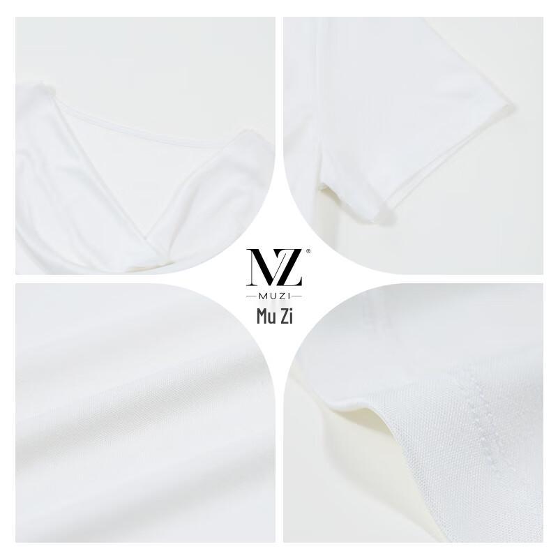 Muzi Triacetate Draped Neck Short Sleeve T-Shirt for Women