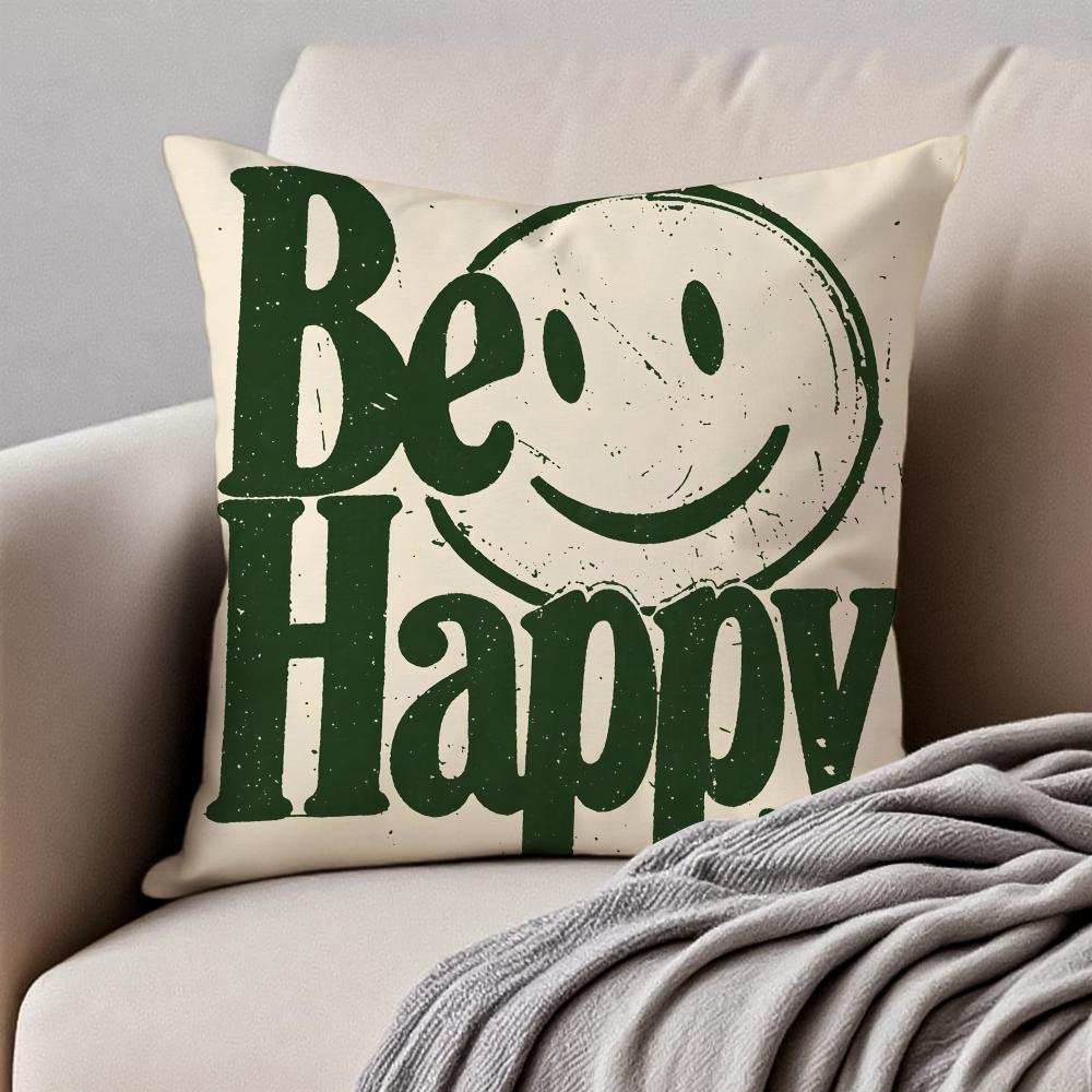 Cute English Letters Cushion Cover Pillowcase Antidustmite Invisible Zipper Short Plush Sofa Cushion