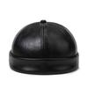 Men's Solid Color PU Leather Skullcap, Outdoor Casual Hat Ideal for Autumn & Winter Travel, Windproof and Warm Cap