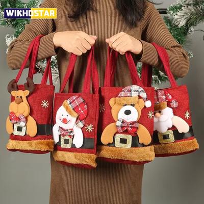1PCS Sacolas de presente de Natal Bolsas Sacolas de doces Sacolas de presente de urso de neve Sacolas de armazenamento Decoração de Natal