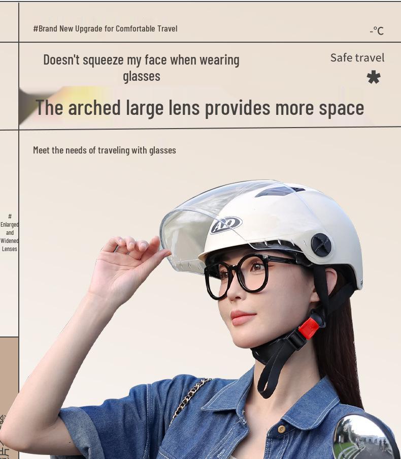 3C Certified Unisex Electric Vehicle Half Helmet with Double Visor, Summer Sun Protection, All-Season Use for Scooters & Motorcycles