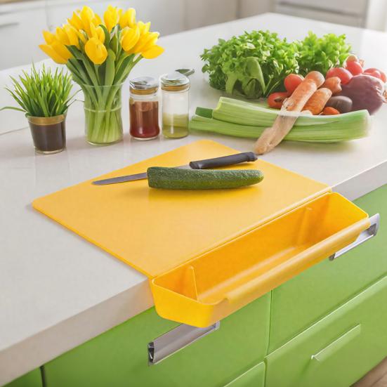 Akrylová krájecí deska 2 v 1 se slotem pro nádobu na potraviny Zesílená krájecí deska pro přípravu jídla Vhodné do myčky Kuchyňský doplněk