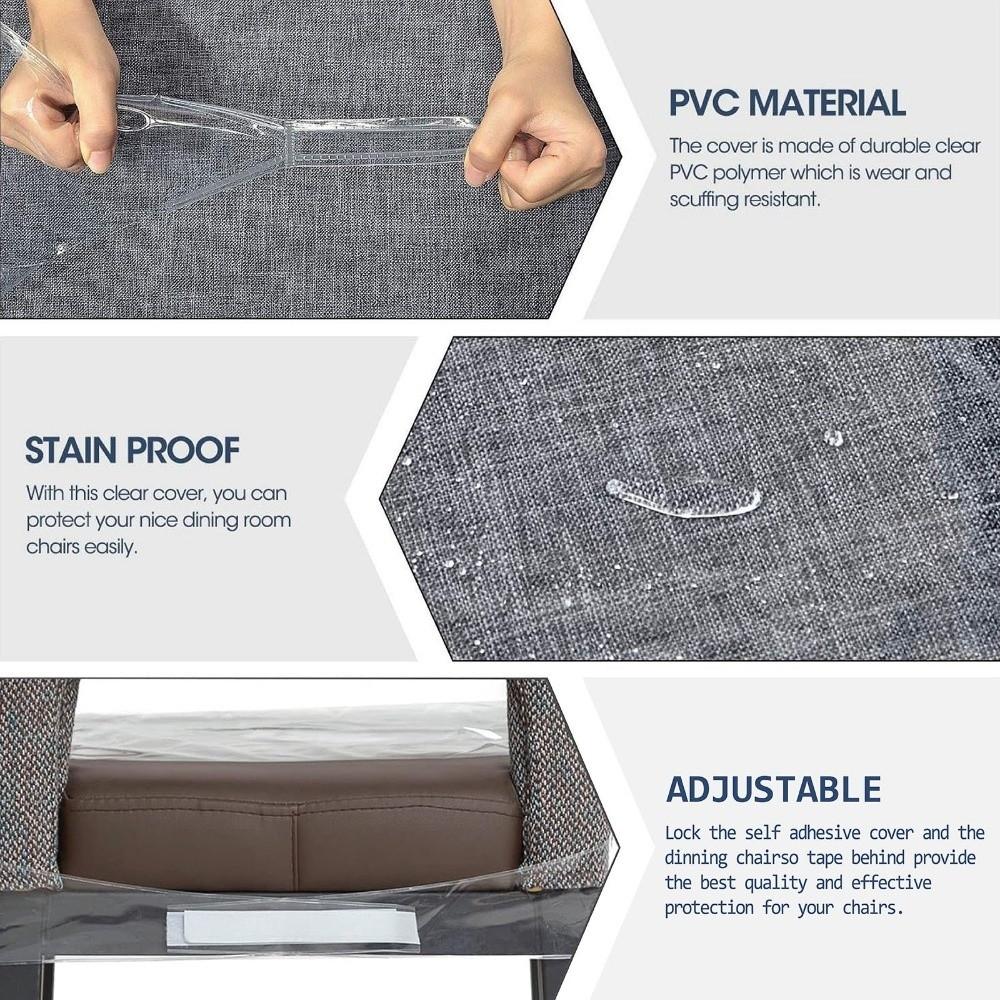 Waterproof Transparent Chair Cover Scratch Resistant Oil-resistant PVC Chair Seat Cover Dust-proof Anti-dirty Chair Slipcover