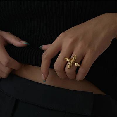 European and American Fashion Stainless Steel Adjustable Ring Women Personalized Exquisite Knuckle Ring Jewelry Accessories Gift