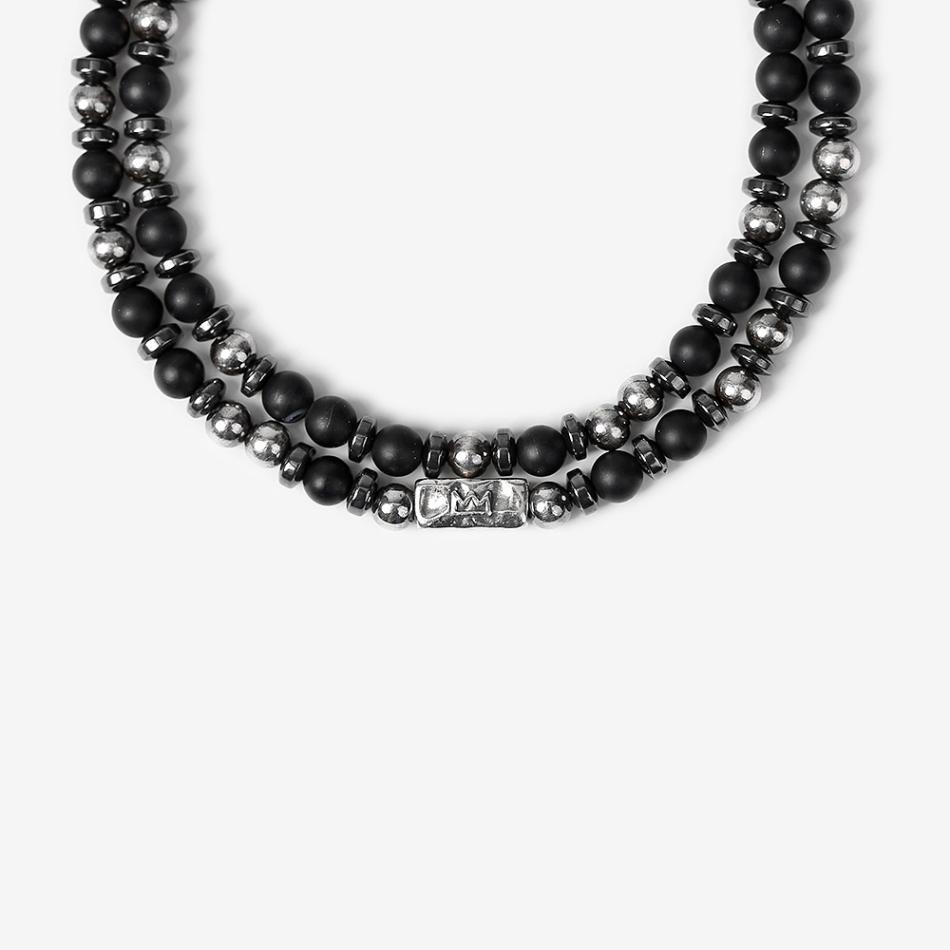 Aekki Dual Bundle Mix Black Onyx Gemstone Bracelet