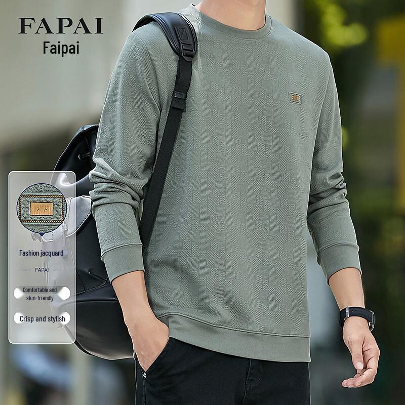 Мужской повседневный топ с круглым вырезом и длинным рукавом, жаккардовый, FAPAI M 48