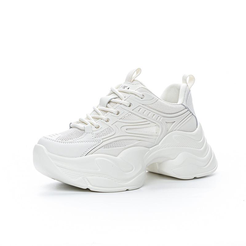 Spring Shoes New Versatile Thick-Soled Sports Breathable Mesh Small White Heightening Casual Explosion Dad Shoes Girl