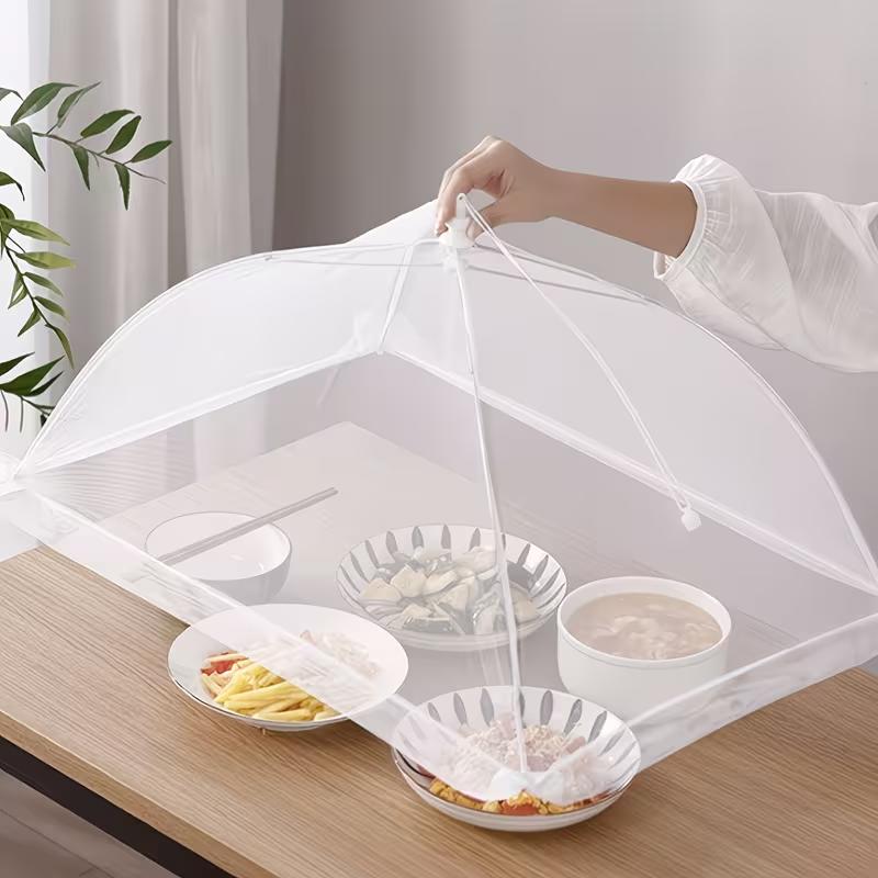 Foldable Food Cover Umbrella Mesh Fly Proof Food Cover Dustproof Dining Table Food Protector for Rice Vegetables Picnic Kitchen
