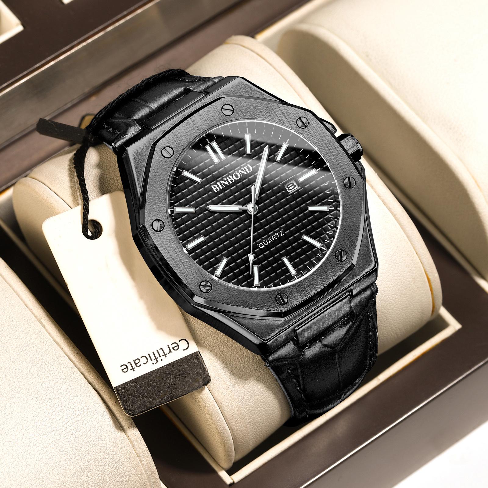 

Модные мужские спортивные водонепроницаемые наручные часы мужские повседневные кожаные кварцевые часы с календарем