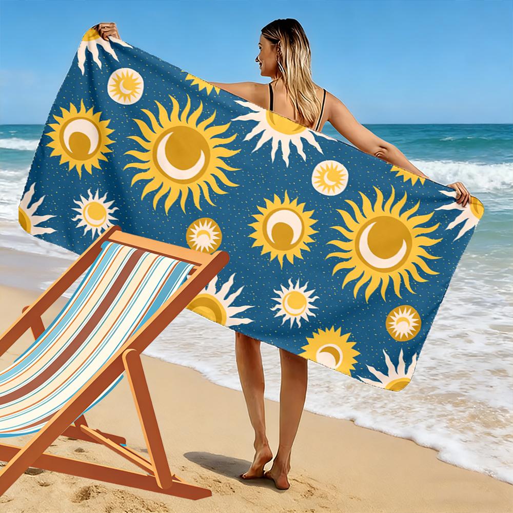 Sonne und Mond Muster Strandtuch Strandtuch schnelltrocknend für Reise Outdoor-Sport Joggen Strand und Schwimmen