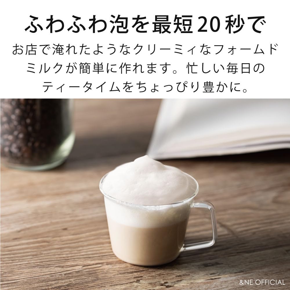 &NE Nikii Cafe Milk Frother, 2.5cm Diameter x 25cm Length, Stainless Steel, Electric Milk Frother for Milk, Creamer, and Latte Art, Compact, NIM-353