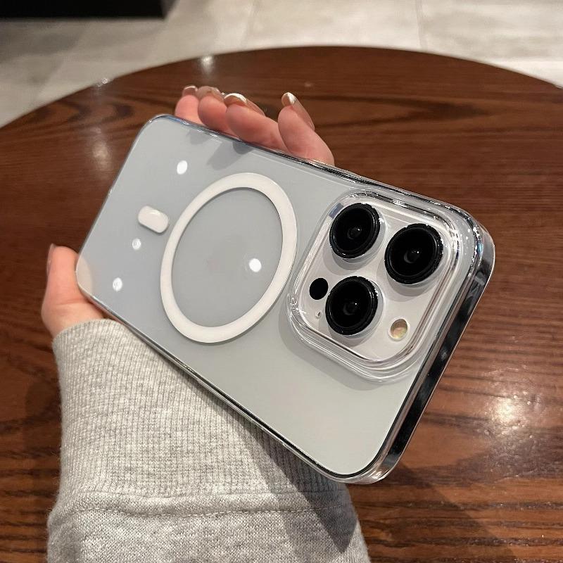 Magnetic Transparent Acrylic Phone Case for iPhone 17/16 Pro Max/15/14/13, Non-Yellowing