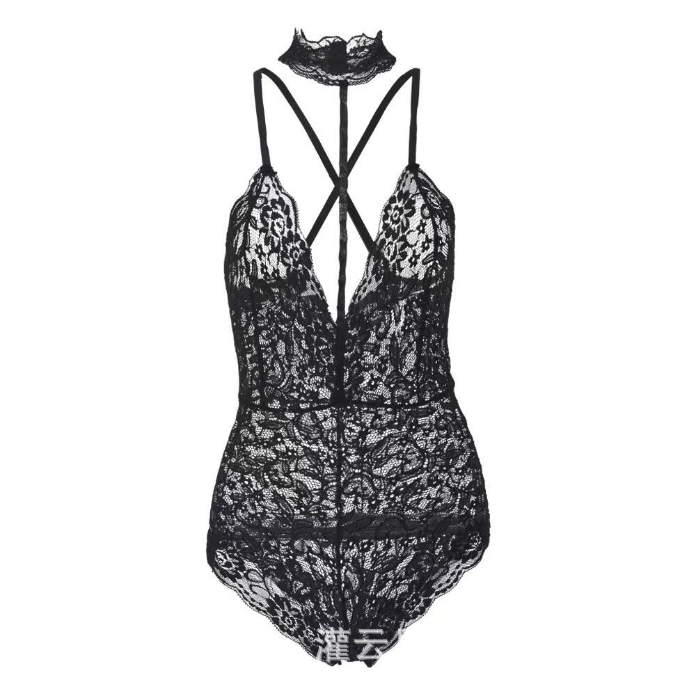 Sexy Hot Passion Temptation Open Uniform Transparent Lace Onesie Women