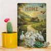 Rustic Vintage Home Sign White Geese Butterflies Farmhouse Wall Decor 8x12 Inch Metal Plaque