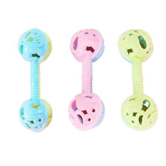 Dual Bell Baby Rattle Toy Soft Grip Shaker with Bell Sound