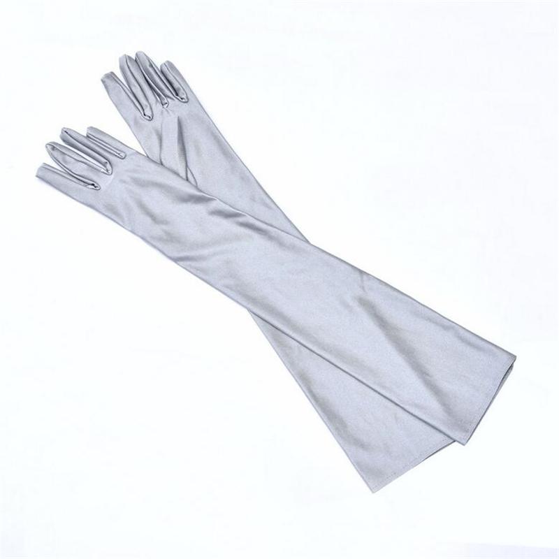 New Classic Adult Black White Red Skin Opera/Elbow/Wrist Stretch Satin Finger Long Arm Gloves Women Club Gloves Driving Gloves