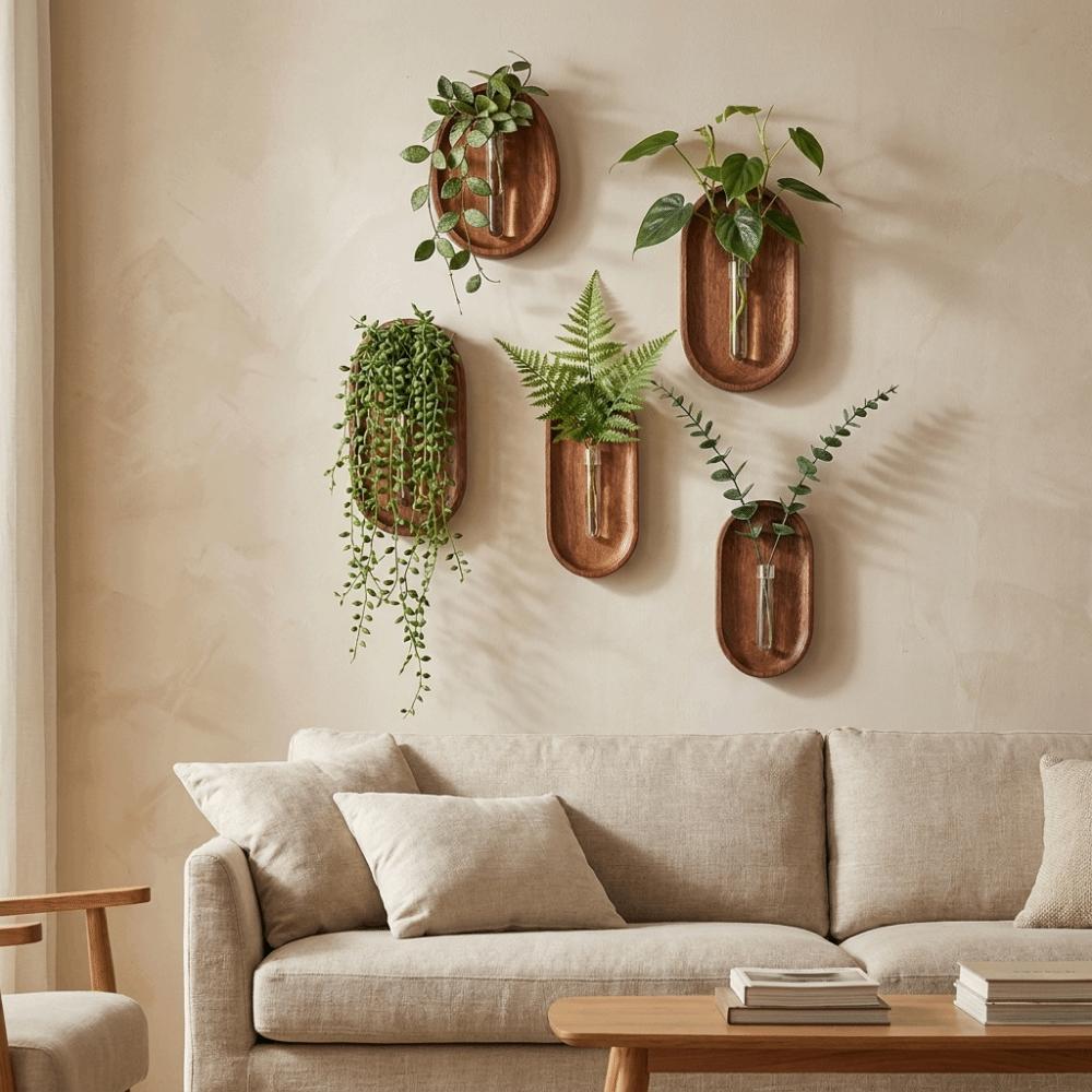 Minimalist Wall Hydroponic Vase Space Saving Oval Tube Wall Vase Hanging Plant Panel  Home Decor