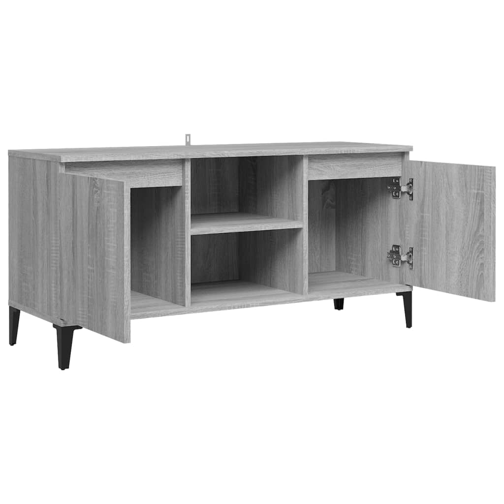 TV Stand with Metal Legs Grey Sonoma 103.5 X 35 X 50 Cm