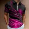 Mode Herren Poloshirts Lässig Umlegekragen Reißverschluss Golfbekleidung Leiterdruck Kurzarm T-Shirt Herren Polos Tops Kleidung