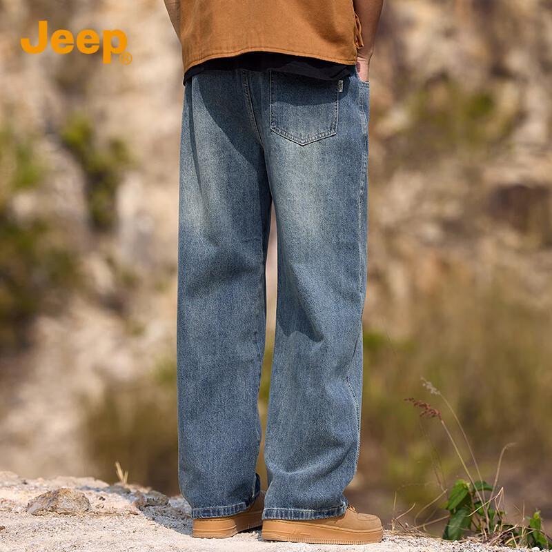 Jeep Men's American High Street Loose Straight Denim Jeans