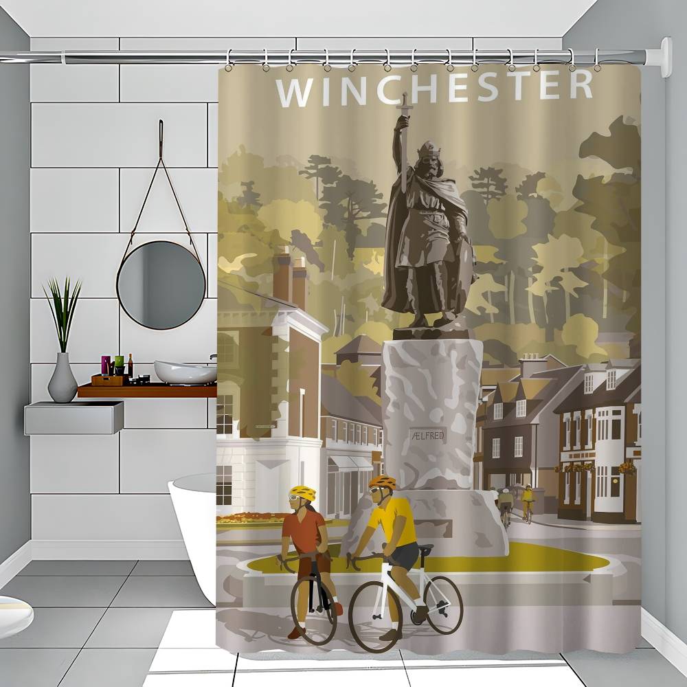 Sports Mountain Bicycle City Bike Race Cycling Tour Of Flanders Art Polyester Shower Curtain Waterproof Rust Resistant Grommet