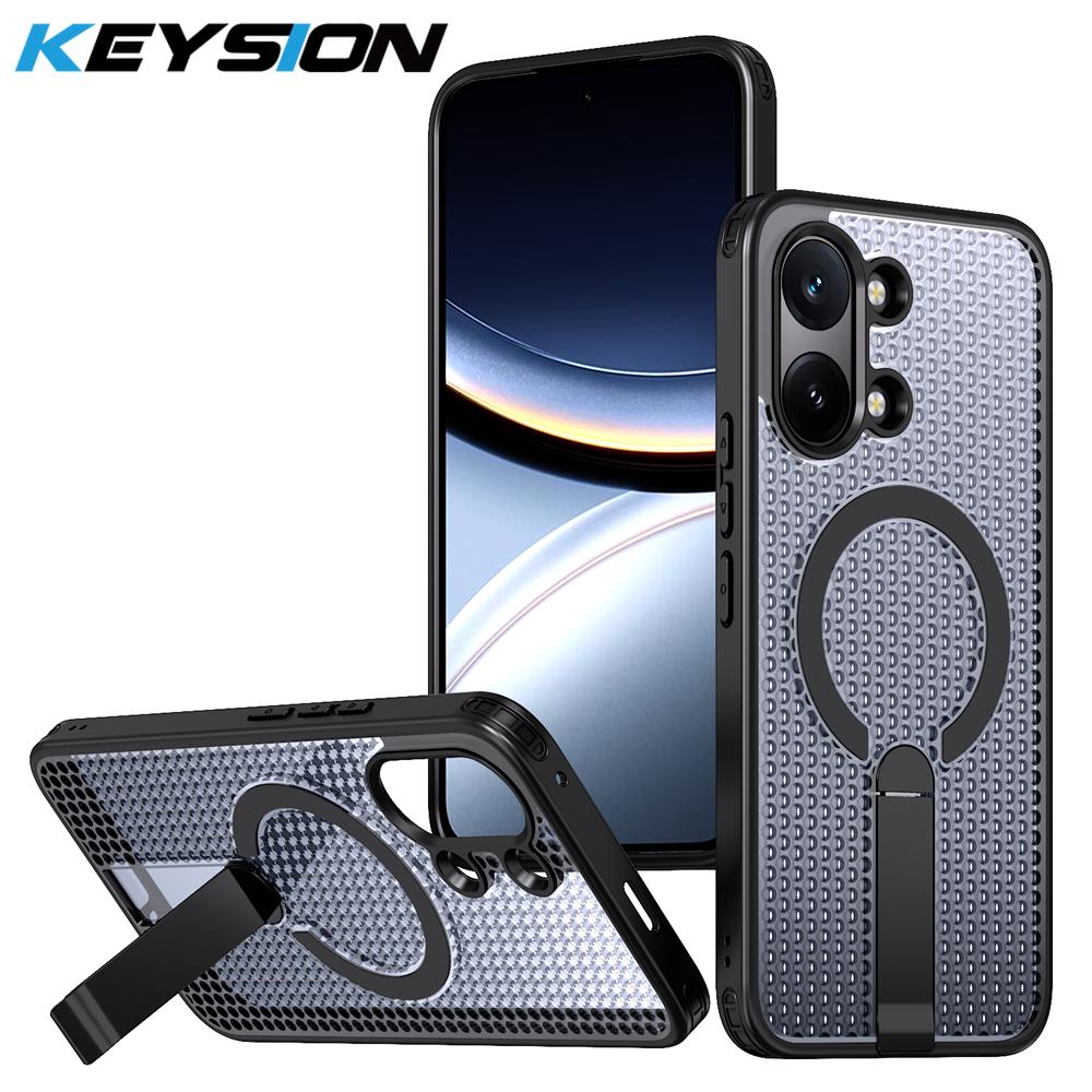 KEYSION Dutý kryt pro odvod tepla s MagSafe pro Xiaomi POCO X8 Pro Max Magnetické chlazení Skrytý stojánek Nárazuvzdorný kryt telefonu