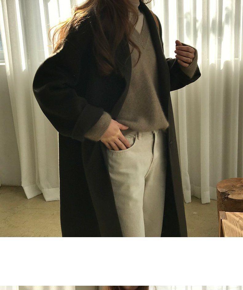 Women's Korean Style Loose V-Neck Sweater - New Arrival 2023 Autumn/Winter Wool Knit Base Layer