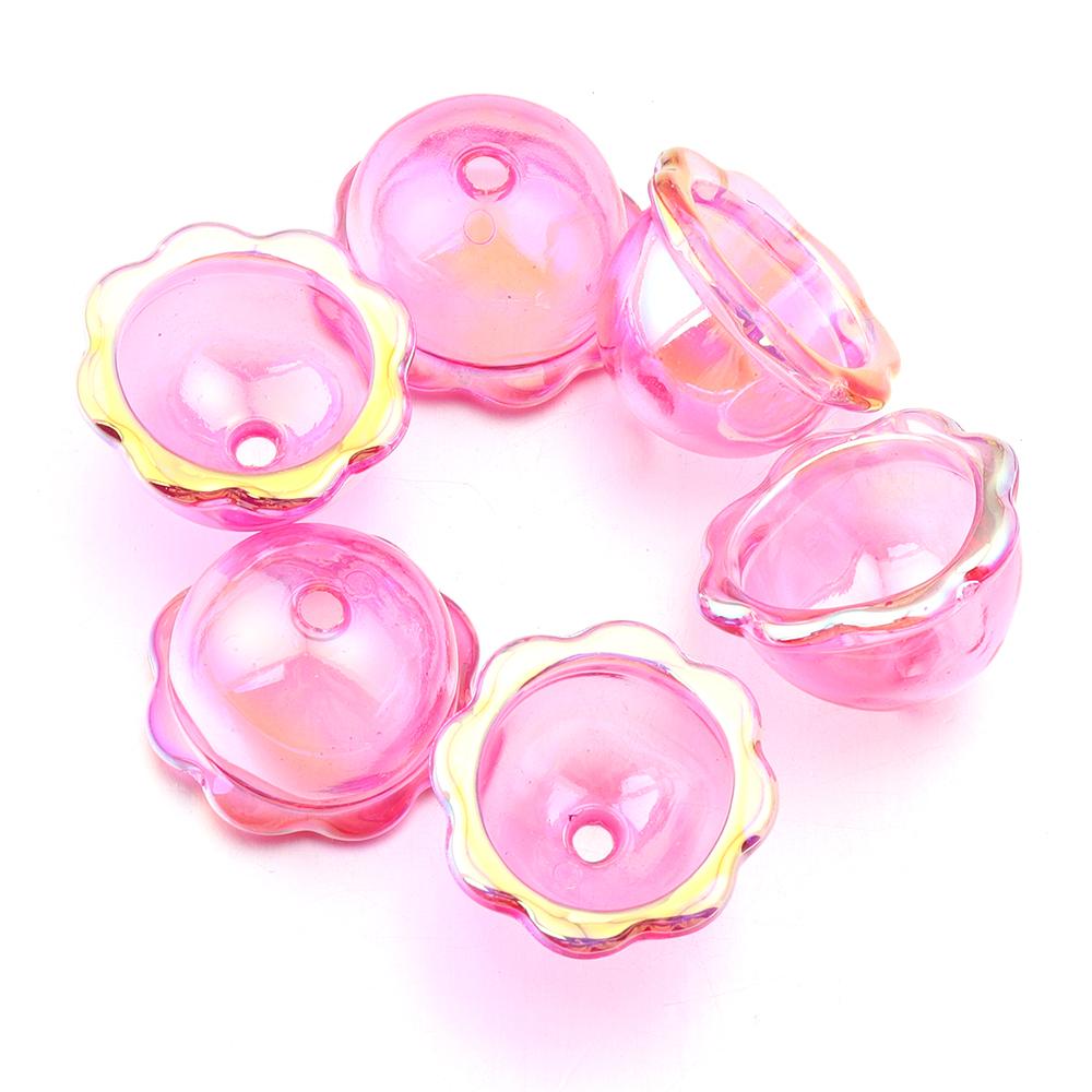 6pcs/lot Colorful Acrylic Wind Bell Beads Multi-Petal Flower Bead Caps Charms For DIY Earrings Phone Chains Jewelry Accessories