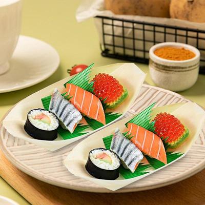 Wooden Bowl Boat 100PCS Wood Kraft Food Trays Food Boats Wooden Boat Dish Sushi Boat Sushi Serving Tray Food Container Wood Bowl