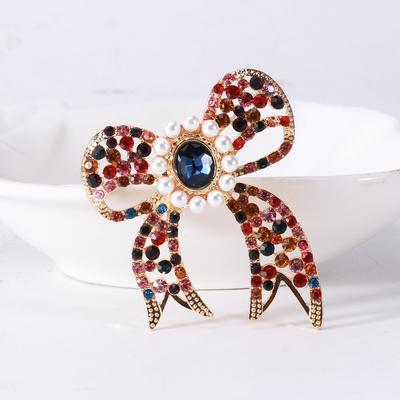 Schleife Perlenbrosche Strass Legierung Corsage Weiblich, Anstecknadel Kleidung Floral Styling Zubehör