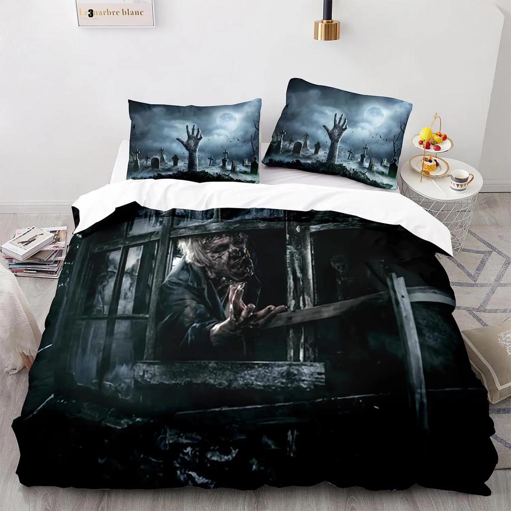 The Living Dead Bedding Collection Single Twin Full Queen King Size Zombie Bed Collection Aldult Kid Bedroom Duvetcover Collections 3D Anime 016
