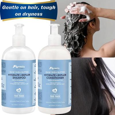 Set de Champú y Acondicionador - para Cabello Rizado, Ondulado o Seco, Reduce el Encrespamiento y Añade Brillo para Todo Tipo de Cabello