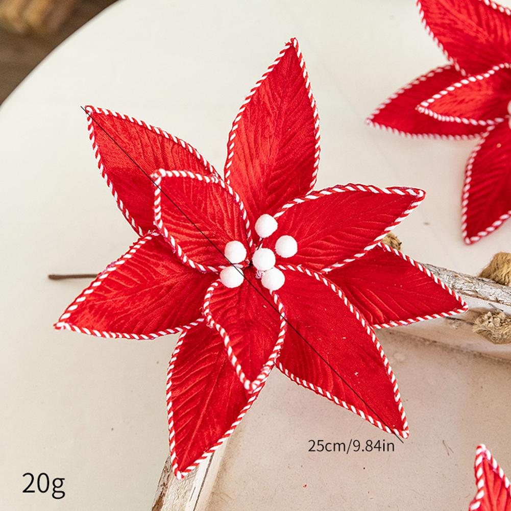 25cm Durchmesser Blumen Weihnachten Plüschblumen Rot Weiß Dekoration