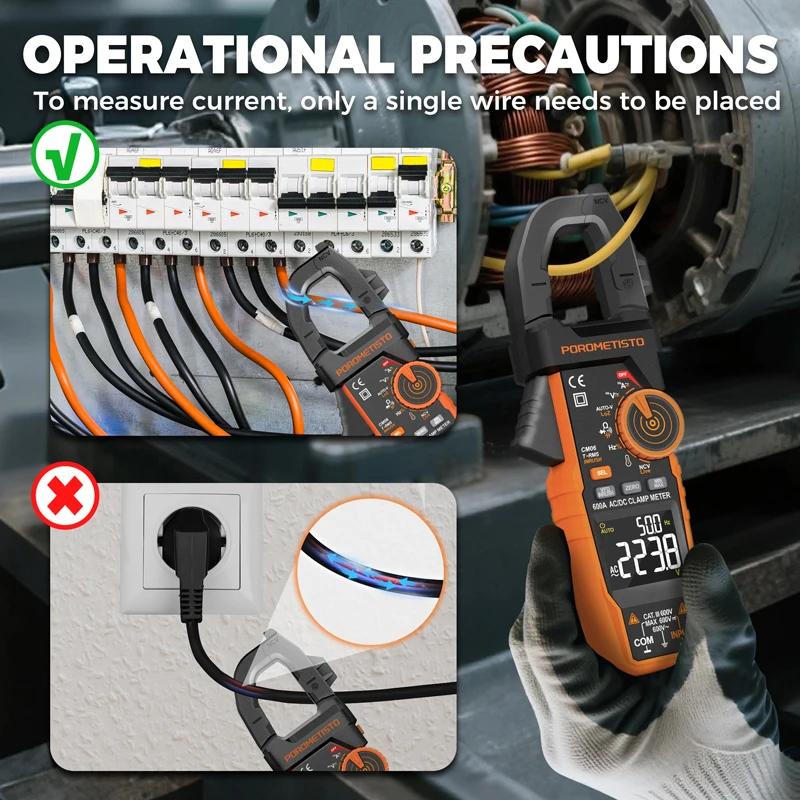 CM06/CM06Pro Digital Clamp Meter AC/DC 600A/1000A True-RMS Multimeter Tester 6000 Counts Temperature Capacitance NCV Ohm Hz Test