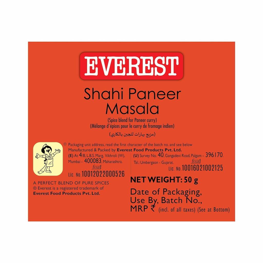 EVEREST Shahi Paneer Masala 50 G Pack Of 1 Premium Spice Blend For Authentic Aromatic Cooking And Rich Restaurant Style Flavor At Home