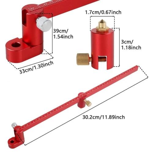 Woodworking Compass Scriber, 360 Degree Arc Marking Tool, High Precision, 30cm Woodworking Scribing Circle, Carpenter Marking Gauge, Adjustable Circle