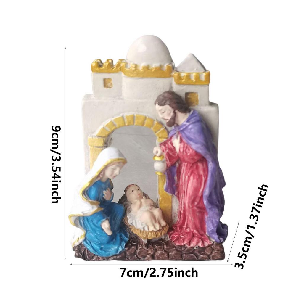 Resin Nativity Ornament Jesus Resin Statue Novelty Holy Family home Decors For Study Room Living Room Christmas Decoration