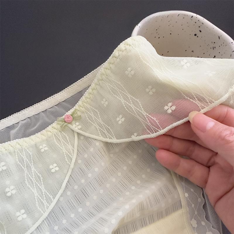 Wave Point Pleated Breathable Panties Pure Desire Style Lace Bow Sexy Women’s Panties