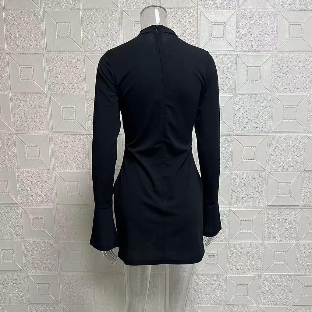 2024 Elegant Slim Fit Long Sleeve Hip Wrap Dress - Sexy and Stylish for Spring & Autumn