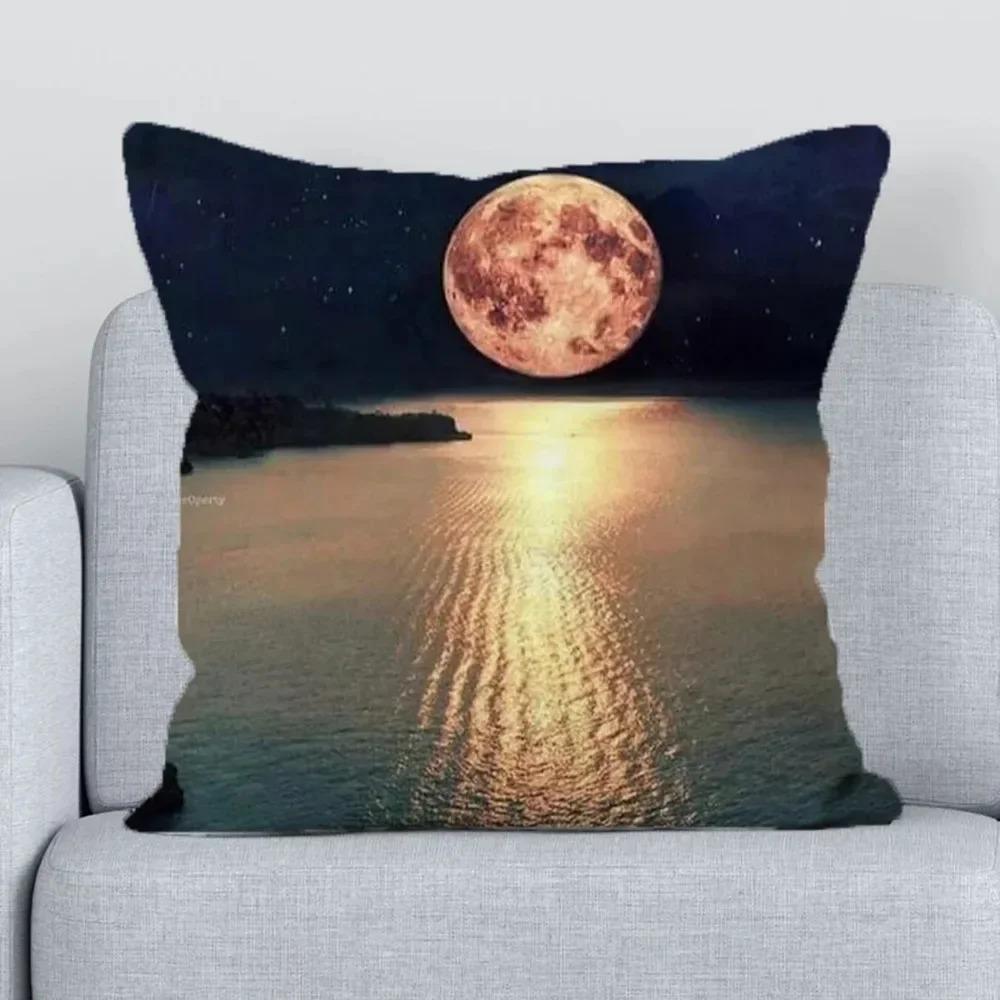 Forest Moon Pattern Decorative Pillow Cover Car Sofa Square Cushion Pillow Cover