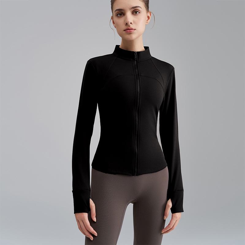 Damen Schlankmachende Fleece-Yoga-Jacke - Stehkragen, Verdickt für Herbst/Winter