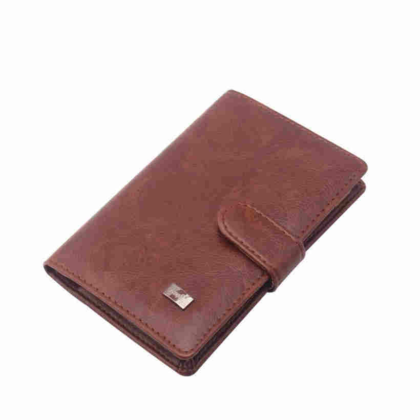 Retro Men Leather Buckle Multifunction Passport Holder Passport Bag Small Wallet Coin Pocket