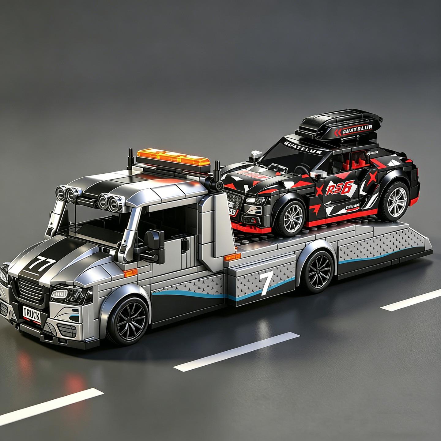

City Series Series Building Block Set Sprinter Trailer Toy Super Car Race Car RS6 Modified Touring Edition Car Towing Truck Scale Model NO BOX
